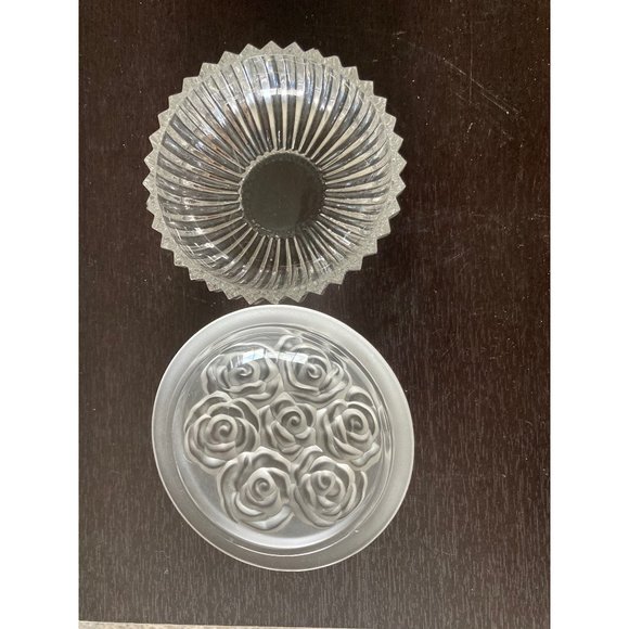 Clear Glass Lidded Bowl Dish 4” W, 3” T Incl Lid Frosted & Clear Trinket Box NEW - Picture 6 of 8